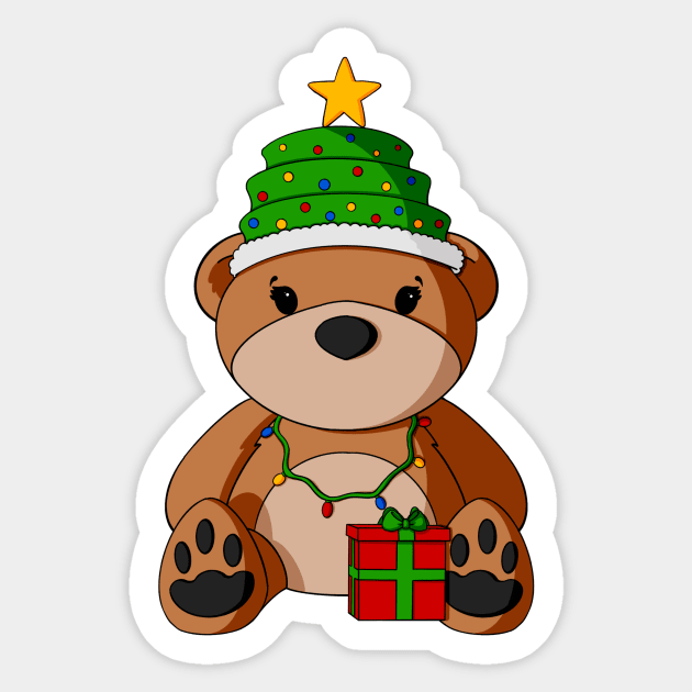 Christmas Hat Teddy Bear Sticker by Alisha Ober Designs